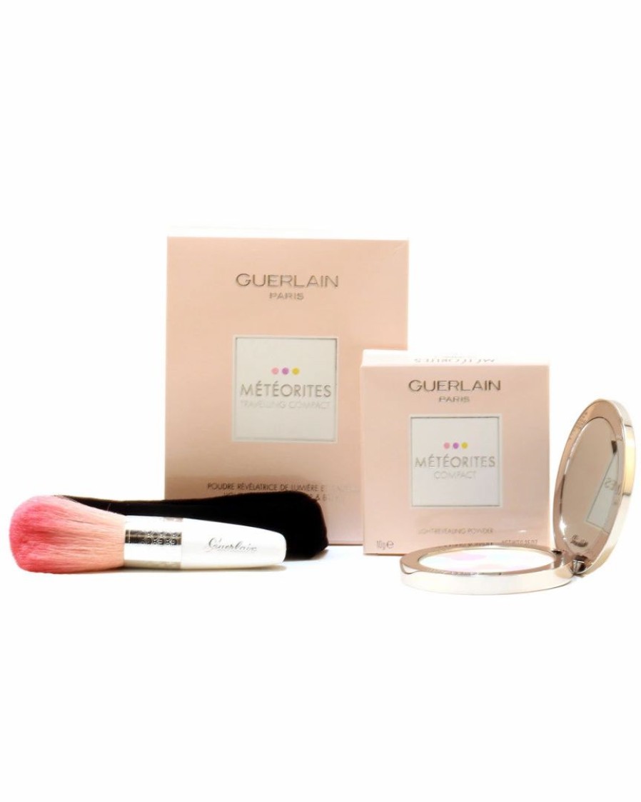 Face & Eye Makeup | * Guerlain Meteor Travel Compact Face Powder & Brush Women Face & Eye Makeup